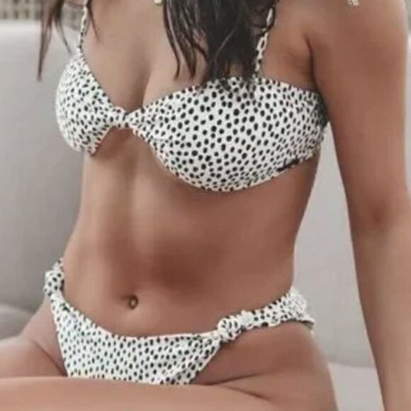 Kendall and Kylie 2-piece Animal print cream and black bikini Brand New! - Picture 1 of 5